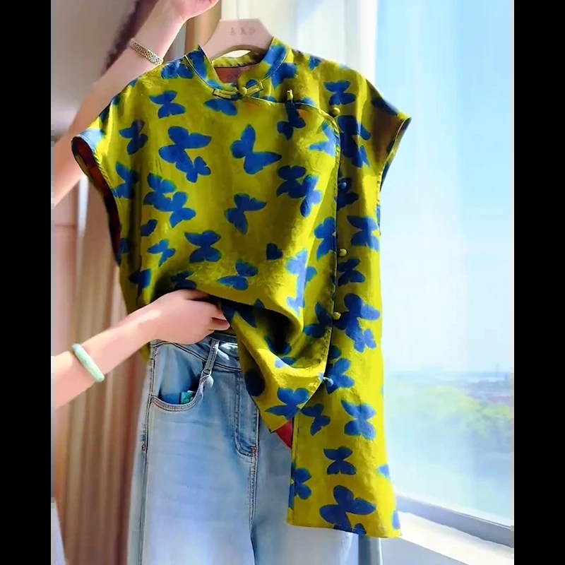 Chinese Style Women's Blouses Korean Shirts FASHION Loose Spring/Summer Vintage Clothing Printed Sleeveless Women Tops
Chinese Style Women's Blouses Korean Shirts FASHION Loose Spring/Summer Vintage Clothing Printed Sleeveless Women Tops