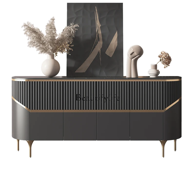 Light luxury door cabinet Modern simple decorative storage Black rock slab dining side cabinet
Light luxury door cabinet Modern simple decorative storage Black rock slab dining side cabinet