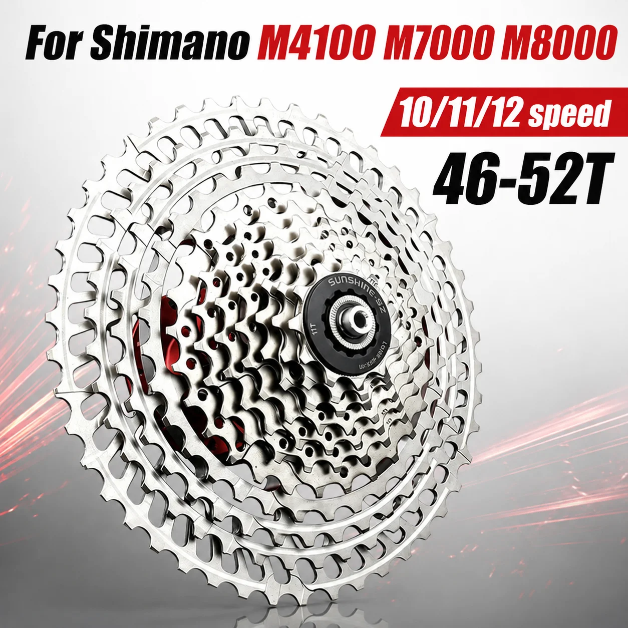 SUNSHINE 12-speed mtb cassette 11 46 50 52 10S 11S 12S For M4100 M7000 M8000 pg 1230 pg 1210 Ultralight MTB bike hg cassette
SUNSHINE 12-speed mtb cassette 11 46 50 52 10S 11S 12S For M4100 M7000 M8000 pg 1230 pg 1210 Ultralight MTB bike hg cassette