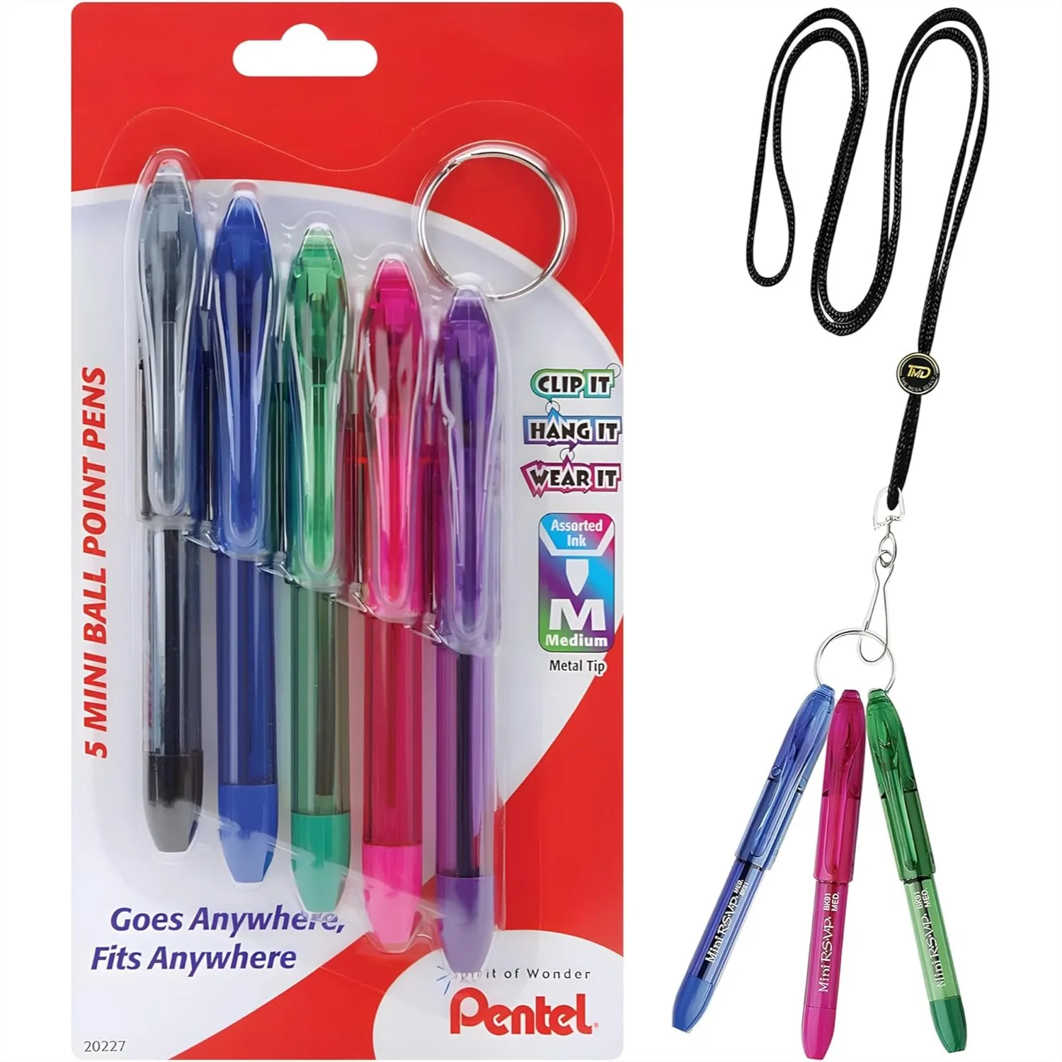 Mini Ballpoint Pen Set 5 Assorted Ink Colors 1.0mm Medium Line with Lanyard Necklace and Keychain for Nurses
Mini Ballpoint Pen Set 5 Assorted Ink Colors 1.0mm Medium Line with Lanyard Necklace and Keychain for Nurses
