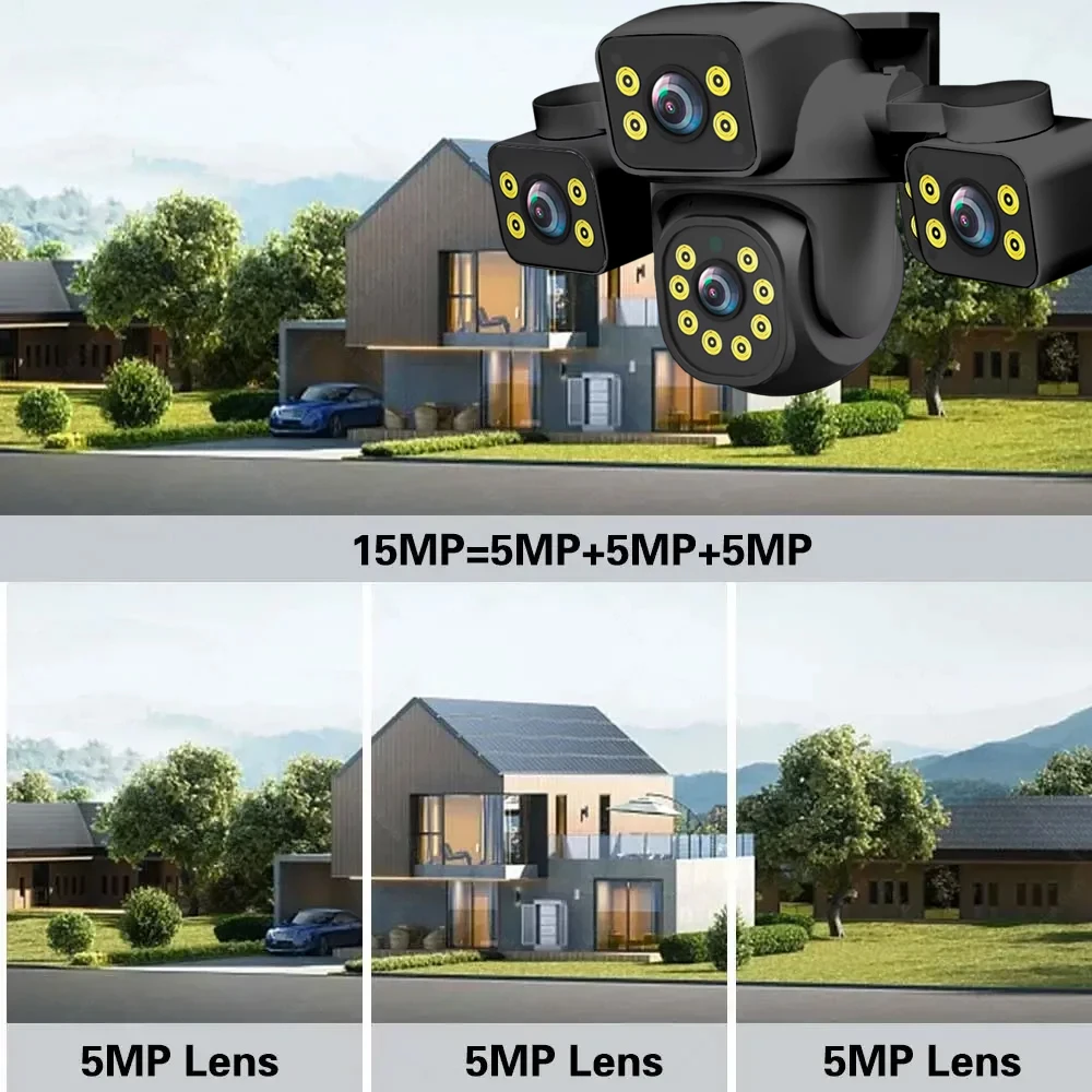 8K Outdoor WiFi PTZ Camera 15MP Triple Lens With AI Human Detection Two Way Audio & Auto Tracking For CCTV Security Monitoring
8K Outdoor WiFi PTZ Camera 15MP Triple Lens With AI Human Detection Two Way Audio & Auto Tracking For CCTV Security Monitoring