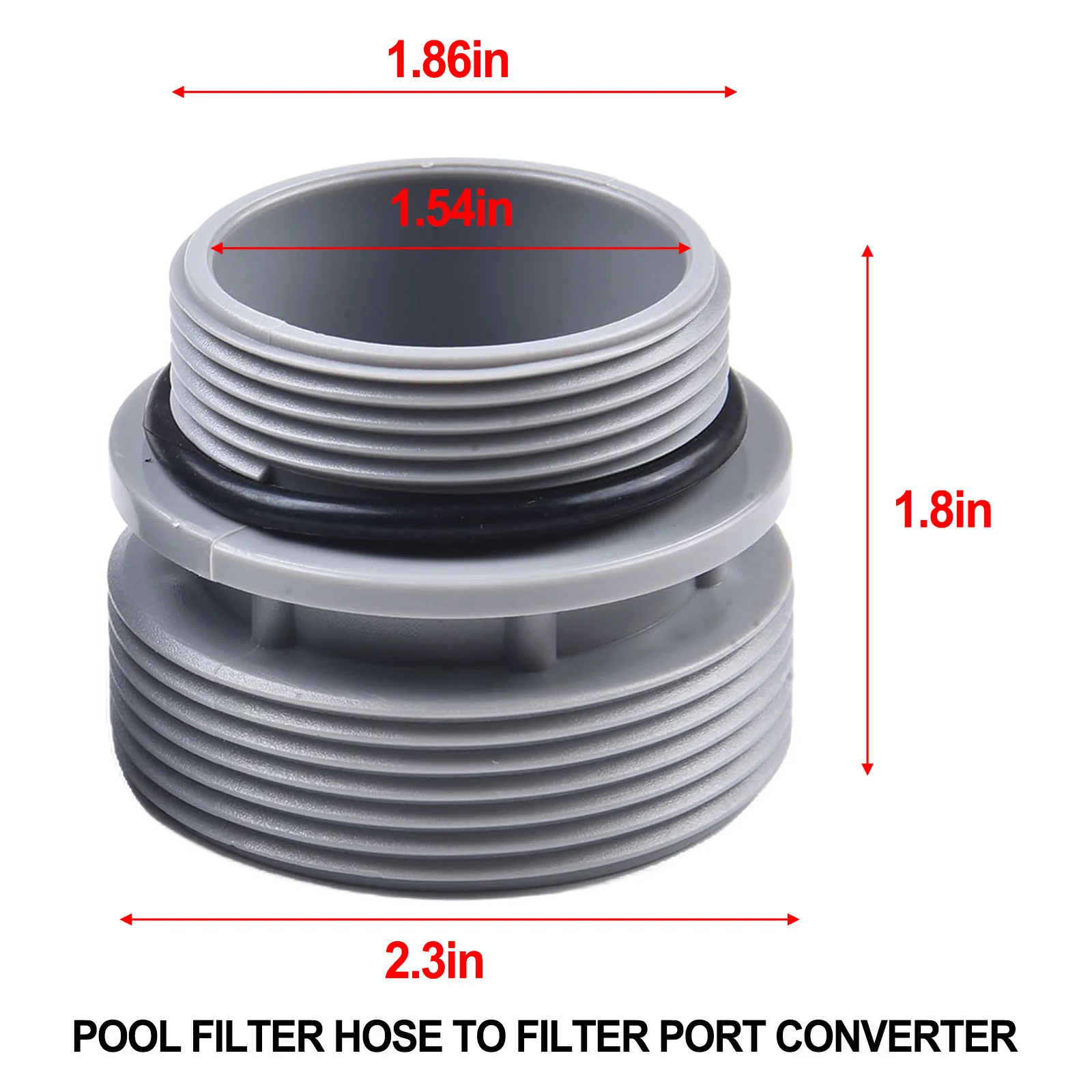 Adapter Kit for Connecting 40mm Pool Hoses to 1 1/2 Inch Filter Ports for Above Ground Pools with O Rings and Tape
Adapter Kit for Connecting 40mm Pool Hoses to 1 1/2 Inch Filter Ports for Above Ground Pools with O Rings and Tape