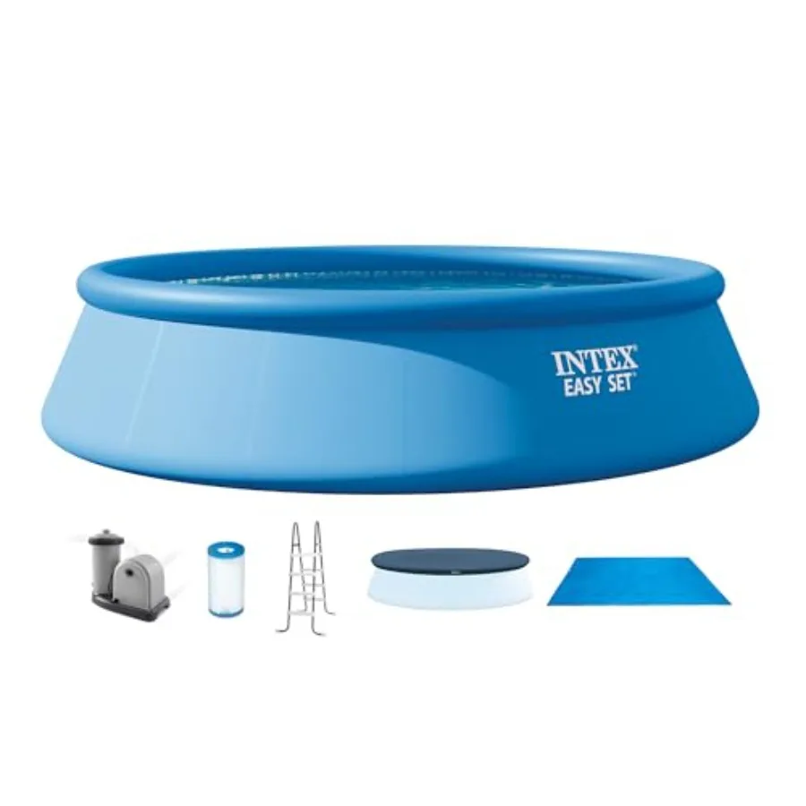 Above Ground Swimming Pool Set for Backyard Use PVC Material Blue Color Easy Setup in Minutes with Included Filter Pump Ladder
Above Ground Swimming Pool Set for Backyard Use PVC Material Blue Color Easy Setup in Minutes with Included Filter Pump Ladder