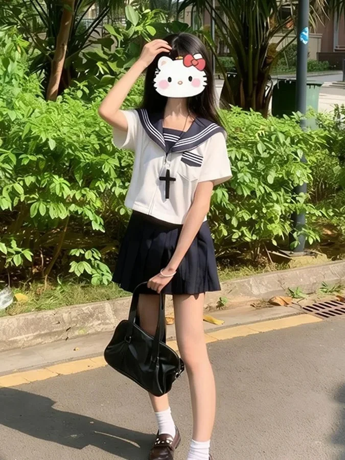 Authentic Japanese Style Uniform Skirt Set Basic White Three-Button Shirt Full Set Breathable Polyester Summer Fashion
Authentic Japanese Style Uniform Skirt Set Basic White Three-Button Shirt Full Set Breathable Polyester Summer Fashion