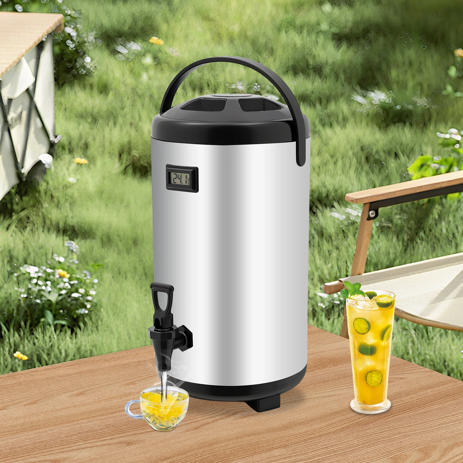 3.17 Gallon Stainless Insulated Beverage Dispenser Double-Wall Thermal Carafe for Hot/Cold Drinks, 12-Hour Temperature Retention
3.17 Gallon Stainless Insulated Beverage Dispenser Double-Wall Thermal Carafe for Hot/Cold Drinks, 12-Hour Temperature Retention