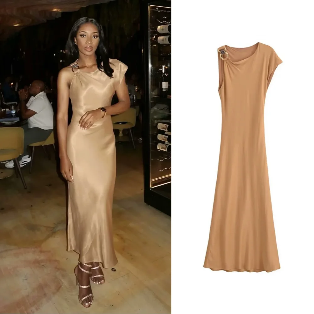PB&ZA2024 New Irregular Round Neck Evening Dress Silk Texture Solid Color Midi Dress Women's Long Dress
PB&ZA2024 New Irregular Round Neck Evening Dress Silk Texture Solid Color Midi Dress Women's Long Dress