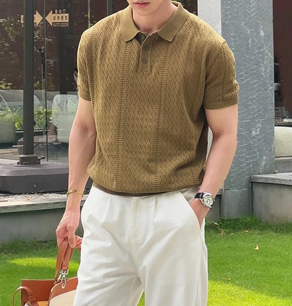 POLO Knitted Sweater Short-sleeved T-shirt Men's Hollow Breathable Ice Silk 2026 Summer Old Money Wind
POLO Knitted Sweater Short-sleeved T-shirt Men's Hollow Breathable Ice Silk 2026 Summer Old Money Wind
