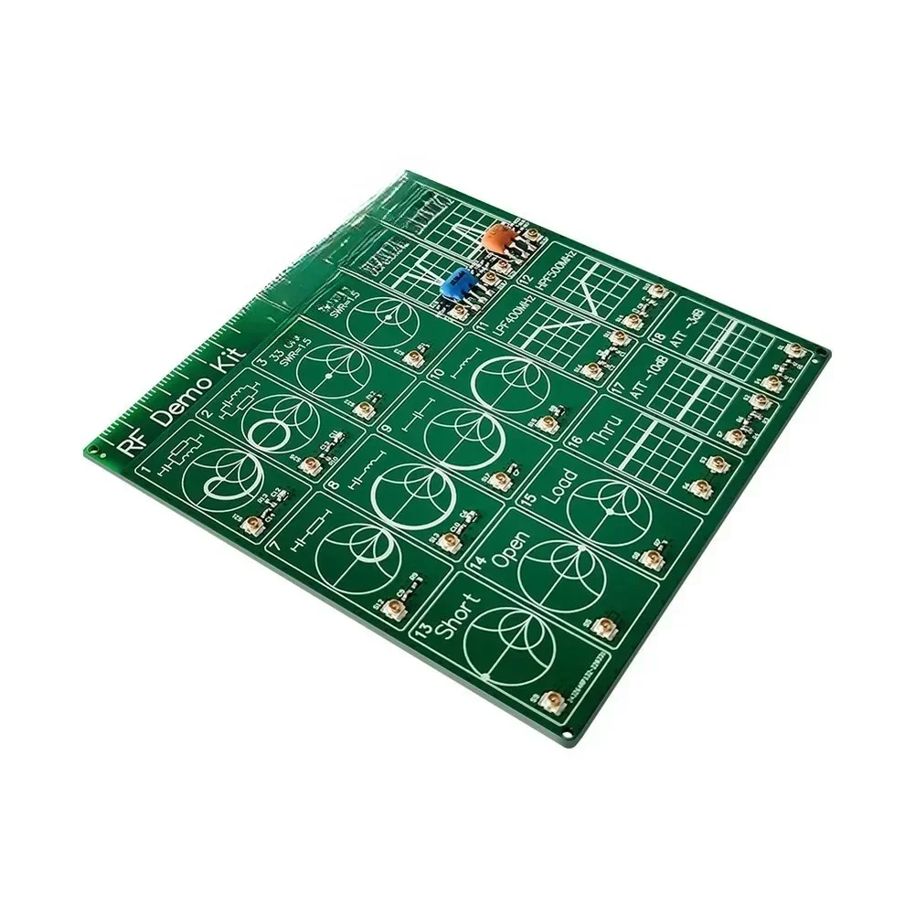 RF Demonstration Kit board for NanoVNA with vector network analyzer and antenna analyzer test calibration functions
RF Demonstration Kit board for NanoVNA with vector network analyzer and antenna analyzer test calibration functions