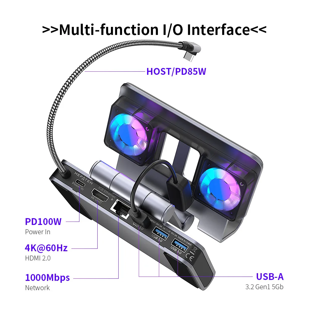 Fans Docking Station 6-In-1 for Steam Deck/Rog Ally X/Legion Go/Msi Claw Adjustable Stand Steam Deck Dock with Hdmi 4k
Fans Docking Station 6-In-1 for Steam Deck/Rog Ally X/Legion Go/Msi Claw Adjustable Stand Steam Deck Dock with Hdmi 4k