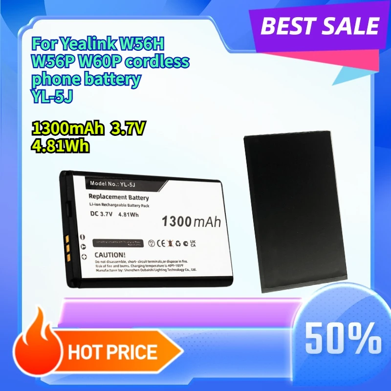 1300mAh 4.81Wh Compatible with Yealink W56H W56P W60P cordless phone battery YL-5J
1300mAh 4.81Wh Compatible with Yealink W56H W56P W60P cordless phone battery YL-5J