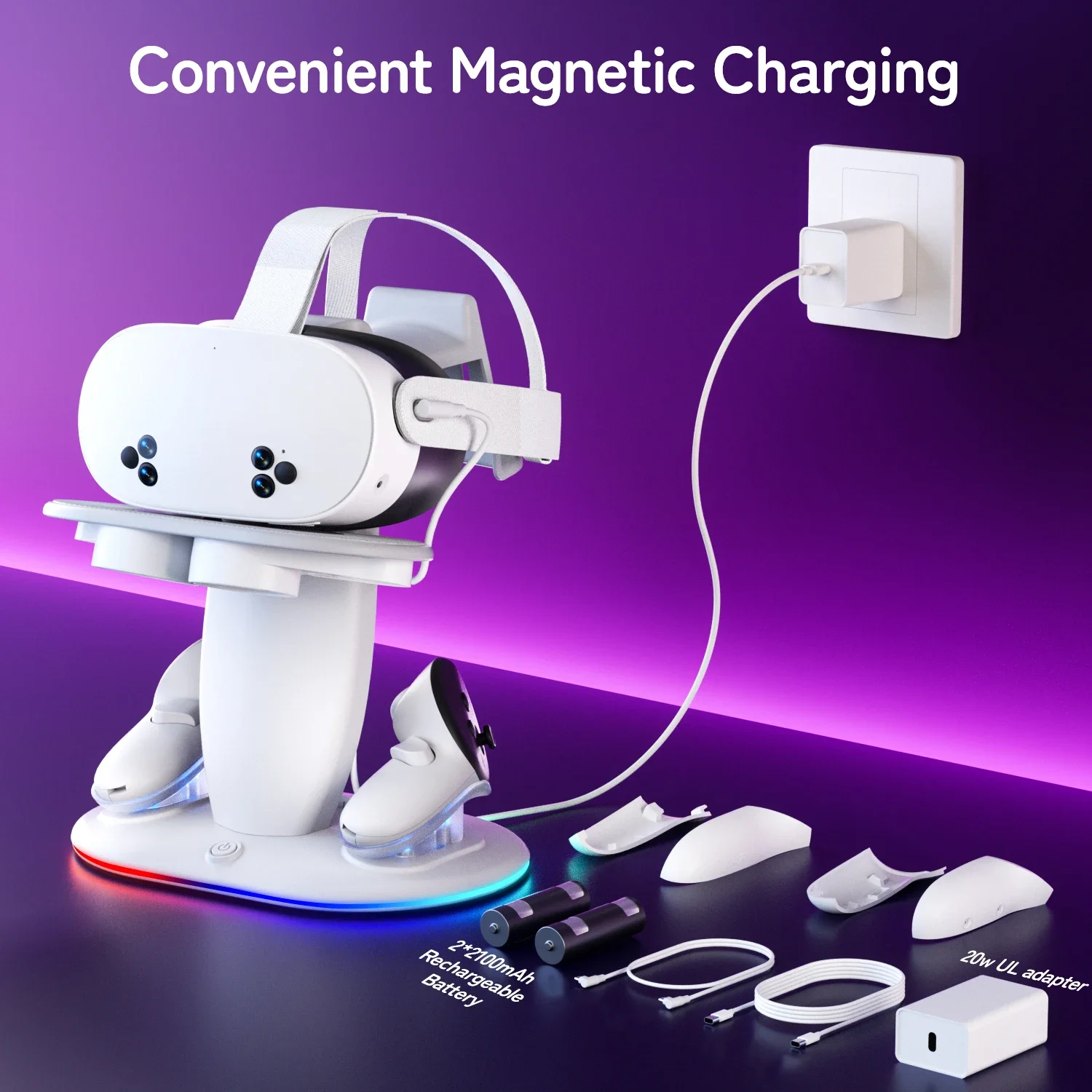 Для Meta Quest 2/3/3S VR-гарнитура, контроллер, док-станция для быстрой зарядки, подставка для дисплея VR с двумя перезаряжаемыми батареями, зарядное устройство
Для Meta Quest 2/3/3S VR-гарнитура, контроллер, док-станция для быстрой зарядки, подставка для дисплея VR с двумя перезаряжаемыми батареями, зарядное устройство