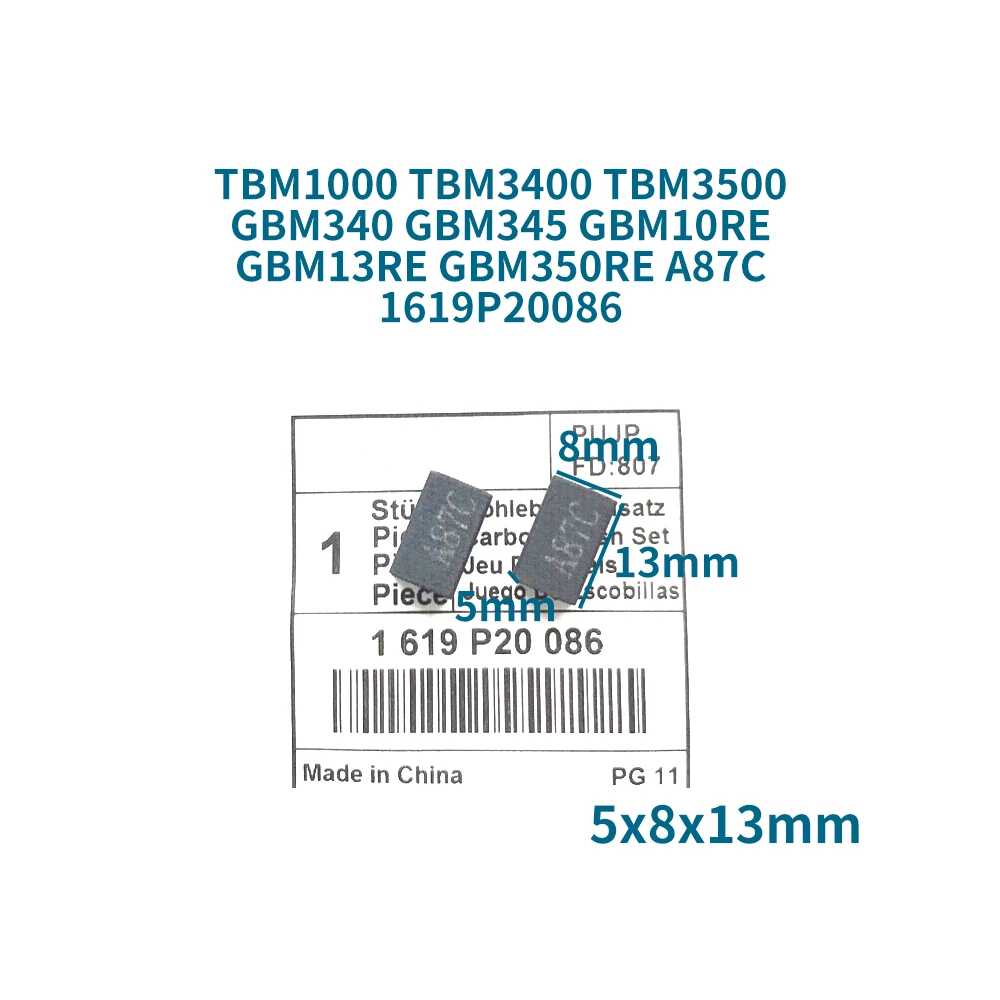 Угольная щетка A87C для Bosch TBM1000 TBM3400 TBM3500 GBM340 345 GBM10RE GBM13RE GBM350RE 1619P20086, аксессуары для электрической дрели
Угольная щетка A87C для Bosch TBM1000 TBM3400 TBM3500 GBM340 345 GBM10RE GBM13RE GBM350RE 1619P20086, аксессуары для электрической дрели