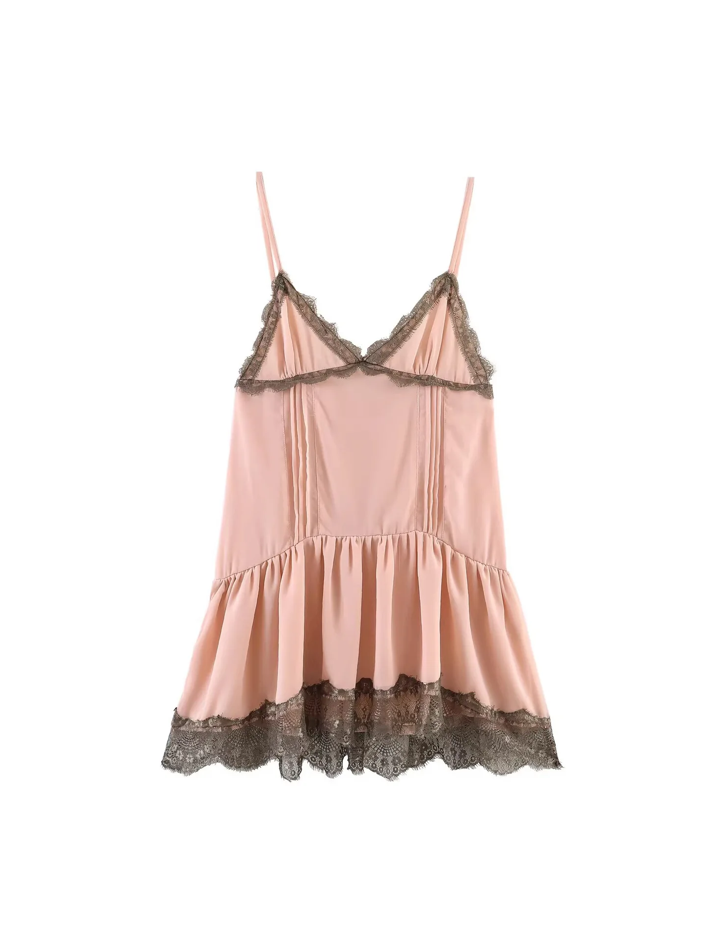 Withered Women's Backless V-neck Camisole Contrasting Lace Patchwork Short Skirt Mini Dress
Withered Women's Backless V-neck Camisole Contrasting Lace Patchwork Short Skirt Mini Dress