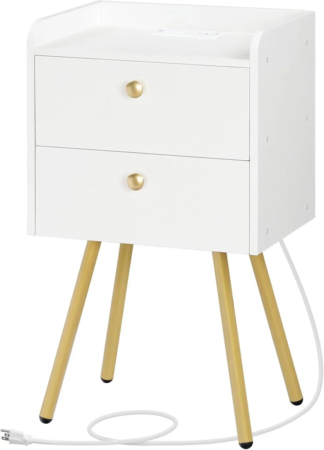 Nightstand with Charging Station, Modern End Table with 2 Drawers, Stylish Sofa Side Table, Multiple Charging Ports, Metal Le
Nightstand with Charging Station, Modern End Table with 2 Drawers, Stylish Sofa Side Table, Multiple Charging Ports, Metal Le