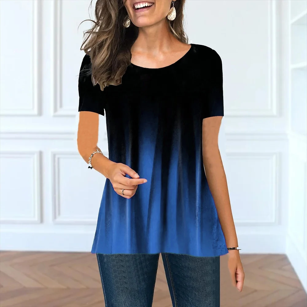 Новые летние модные женские футболки с принтом тай-дай, женская футболка с коротким рукавом и 3D принтом, уличная градиентная женская футболка 6XL, повседневные топы больших размеров
Новые летние модные женские футболки с принтом тай-дай, женская футболка с коротким рукавом и 3D принтом, уличная градиентная женская футболка 6XL, повседневные топы больших размеров