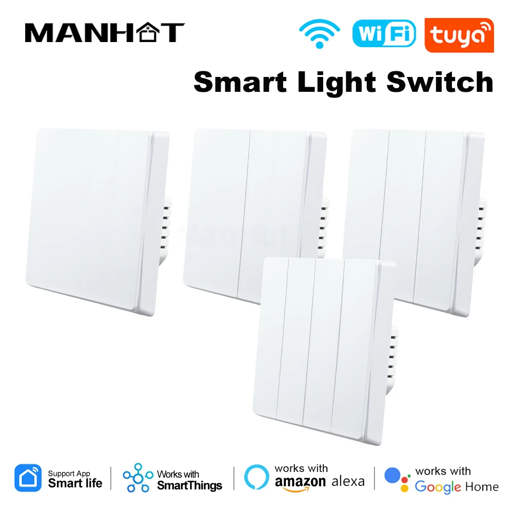 Tuya WiFi Smart EU Кнопочный переключатель Необходимый нейтральный провод Кнопочный переключатель Голосовое управление с Alexa Google Home SmartThings 
Tuya WiFi Smart EU Кнопочный переключатель Необходимый нейтральный провод Кнопочный переключатель Голосовое управление с Alexa Google Home SmartThings
