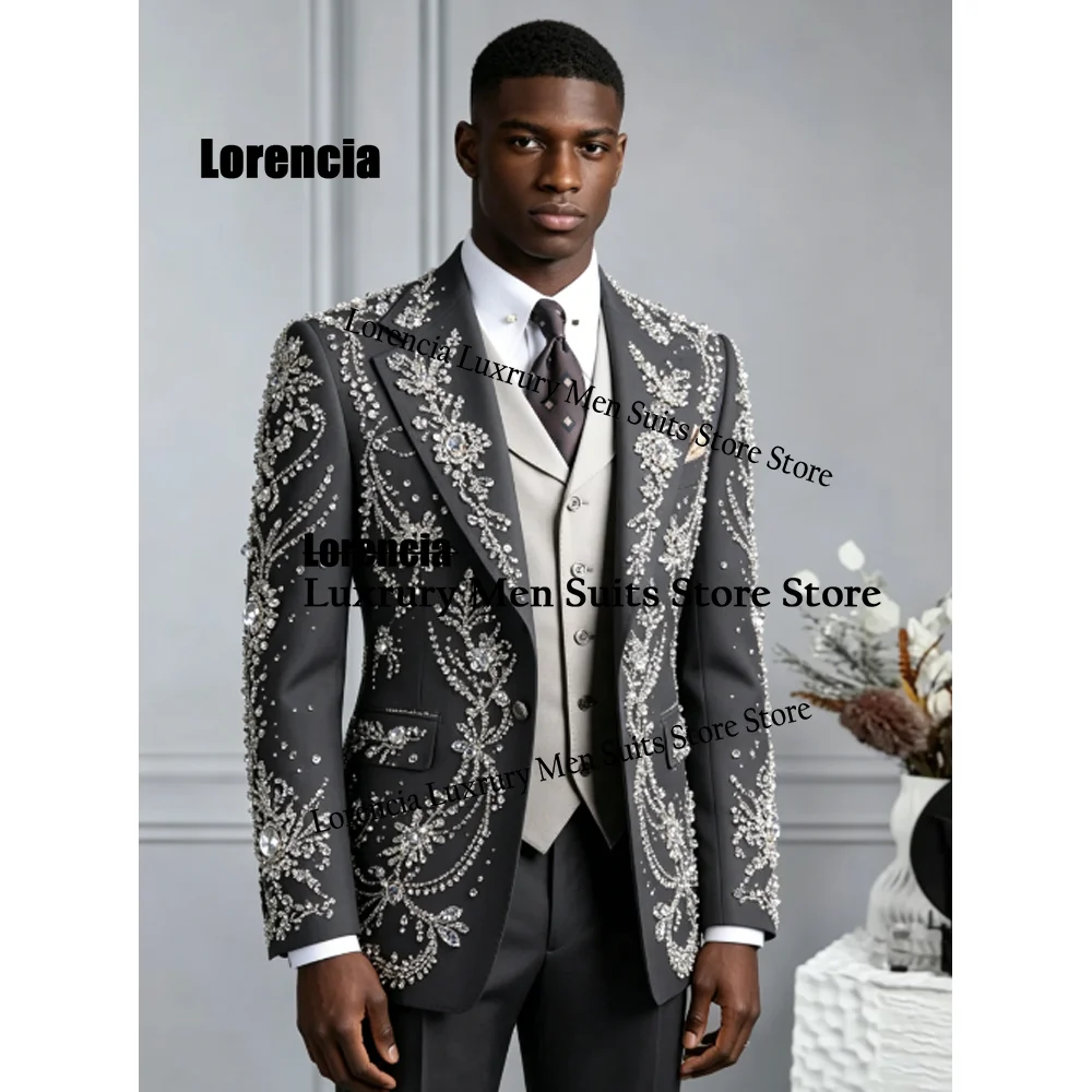 Luxury Elegant Diamond Men Suit Customized Rhinestone Jewelry Wedding Tuxedos Slim Fashion hombre 3 Pieces Set Groom Male Blazer
Luxury Elegant Diamond Men Suit Customized Rhinestone Jewelry Wedding Tuxedos Slim Fashion hombre 3 Pieces Set Groom Male Blazer