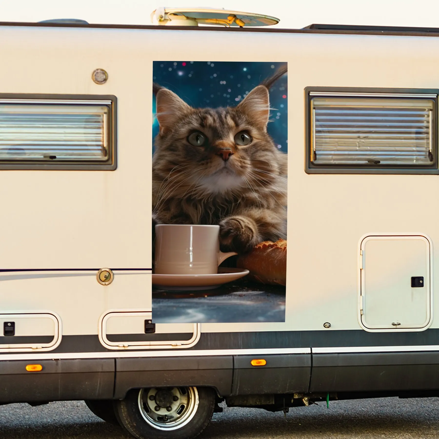 Cosmic Cat Adventure Sticker,Vinyl Decal for motorhome car door, waterproof self-adhesive vinyl sticker on the side of the RV, d
Cosmic Cat Adventure Sticker,Vinyl Decal for motorhome car door, waterproof self-adhesive vinyl sticker on the side of the RV, d