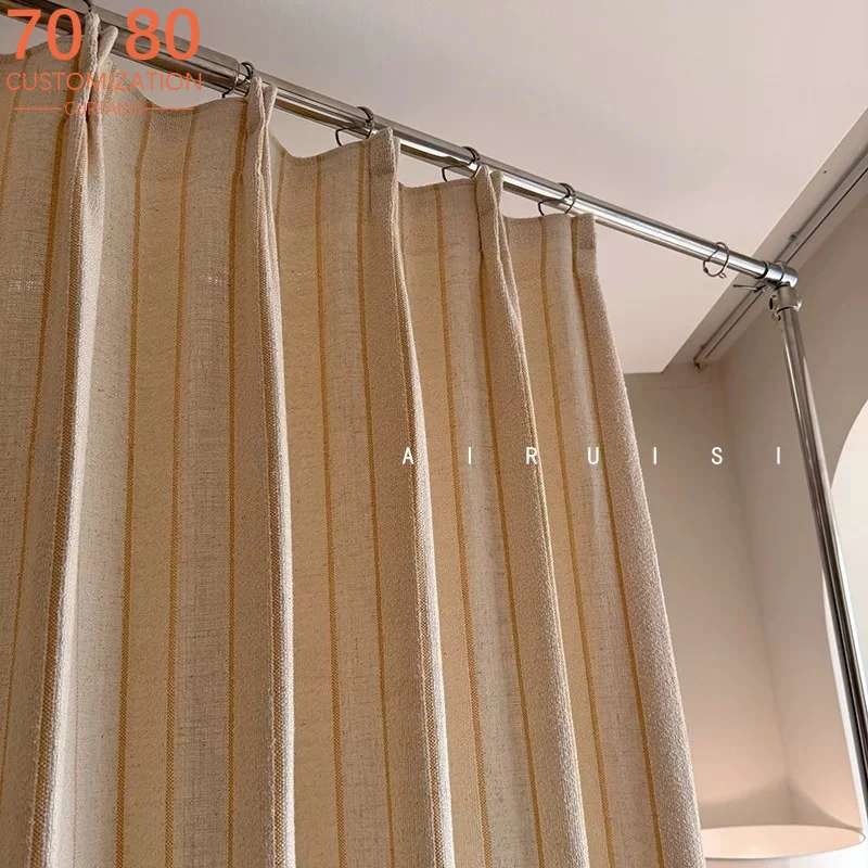 Milk Yellow Striped Natural Cotton Linen Thickened Curtains for Living Room Bedroom Partition Curtains Customized Door Curtains
Milk Yellow Striped Natural Cotton Linen Thickened Curtains for Living Room Bedroom Partition Curtains Customized Door Curtains
