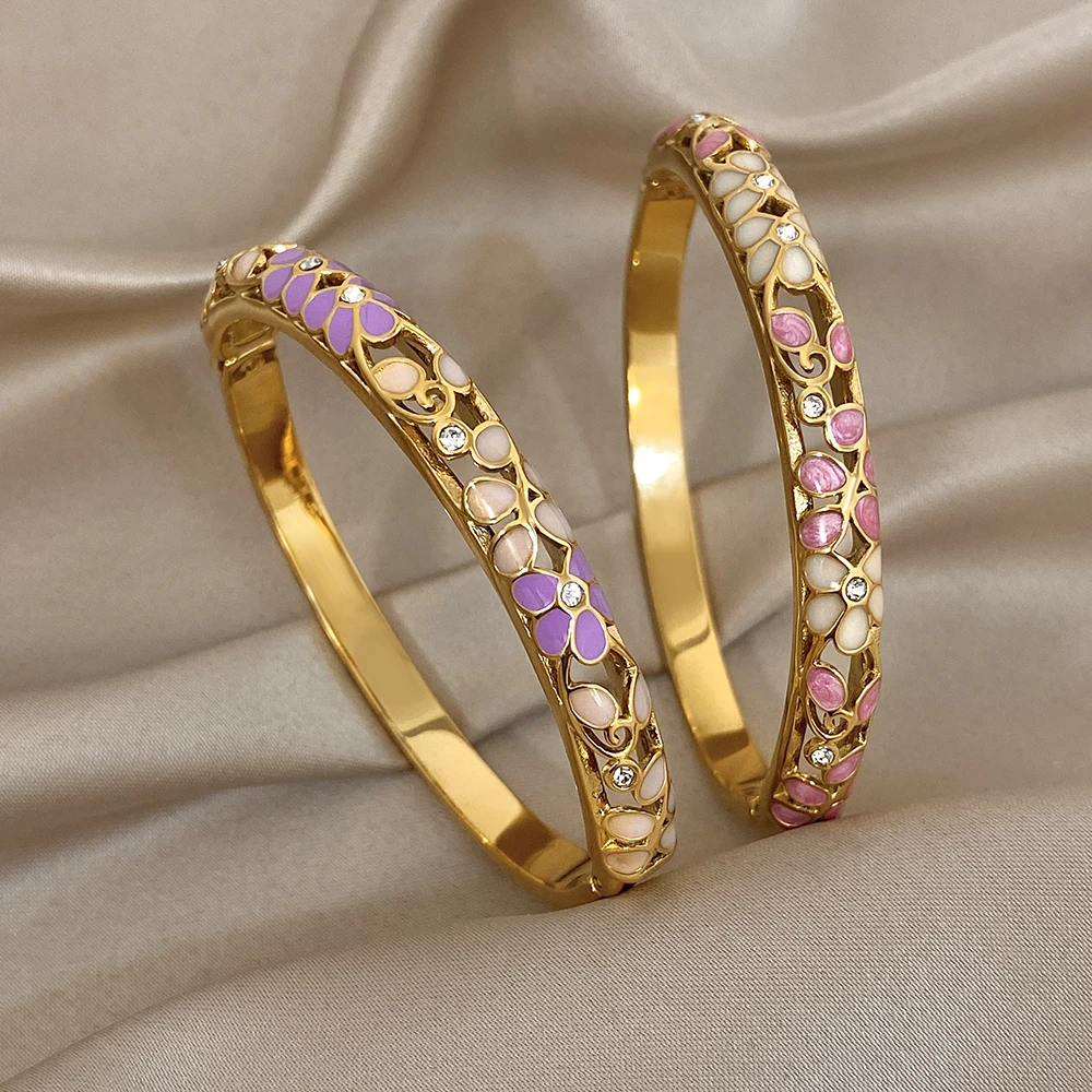 DODOHAO Vintage Stainless Steel Flower Bracelet for Women Elegant Gold Color Hollow Out Geometry Cuff Spring Bangle Boho Jewelry
DODOHAO Vintage Stainless Steel Flower Bracelet for Women Elegant Gold Color Hollow Out Geometry Cuff Spring Bangle Boho Jewelry