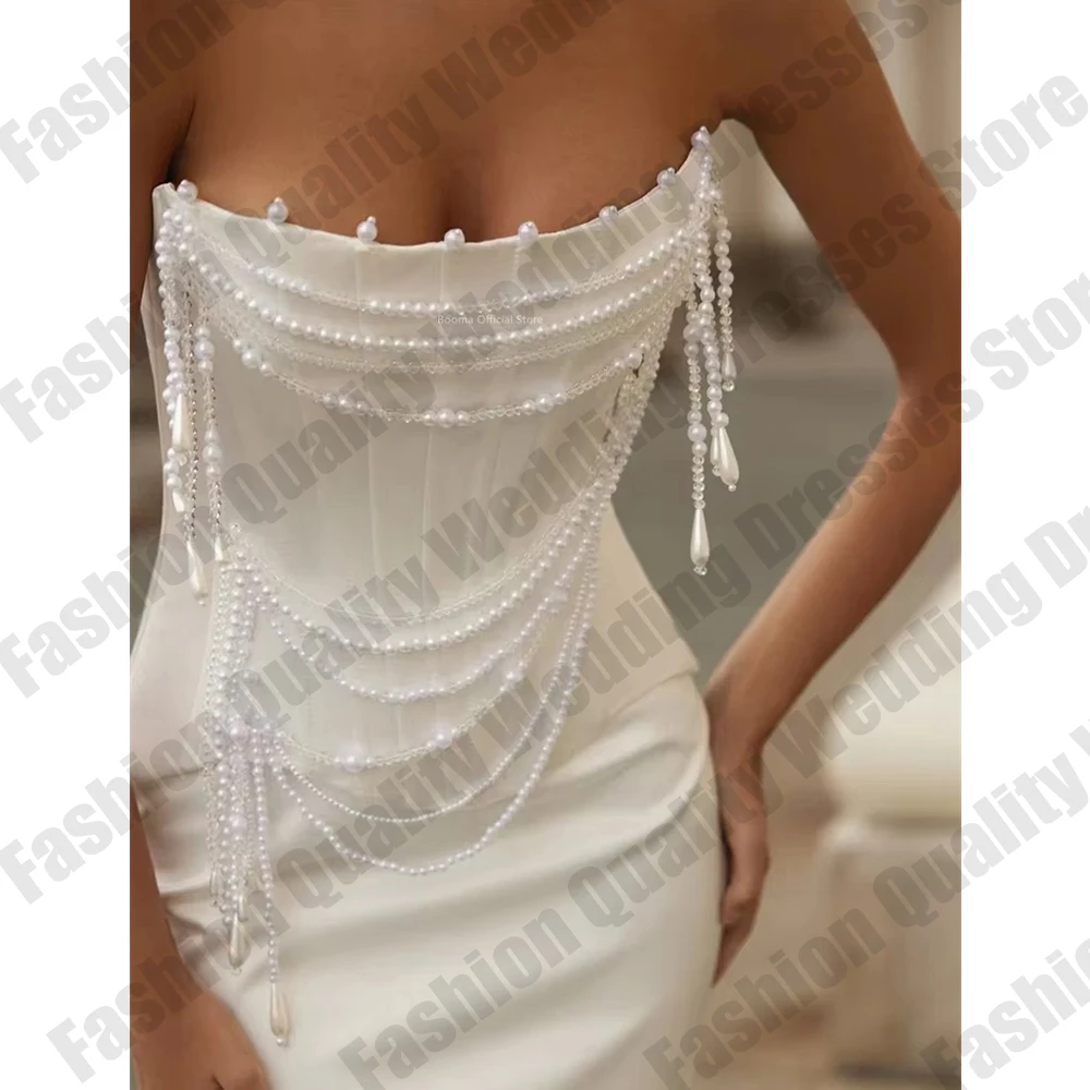 Mermaid Strapless Pearls Satin Simple Long Wedding Dresses Sleeveless Corset Elegant Brides Gown Customized robe de mariée 2026
Mermaid Strapless Pearls Satin Simple Long Wedding Dresses Sleeveless Corset Elegant Brides Gown Customized robe de mariée 2026