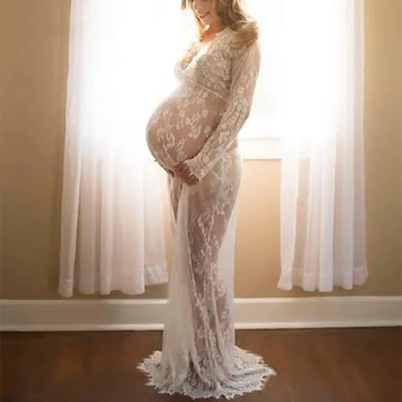 See Through Lace Dress Sexy Deep V Neck Long Sleeve Maxi Robe Baby Shower Maternity Women Pregnancy Photo Shooting Maxi Dresses
See Through Lace Dress Sexy Deep V Neck Long Sleeve Maxi Robe Baby Shower Maternity Women Pregnancy Photo Shooting Maxi Dresses