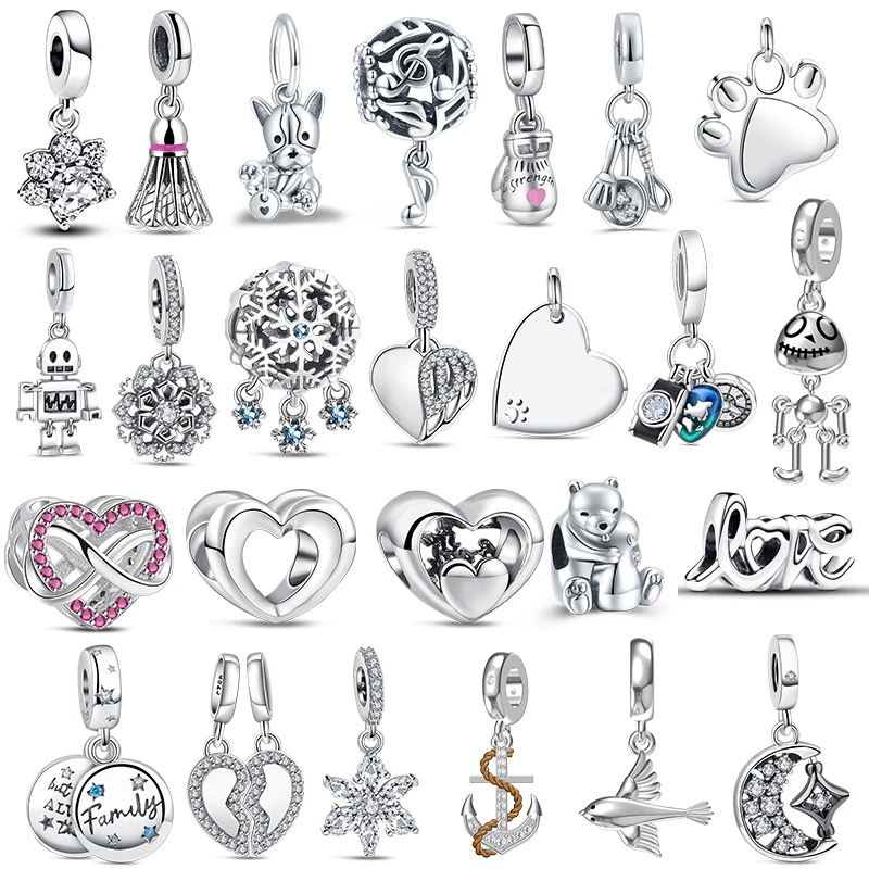 925 Sterling Silver Paw Snowflake Charms Dangle Moon Family Badminton Beads Fit Original Pantaro Bracelets S925 DIY Fine Jewelry
925 Sterling Silver Paw Snowflake Charms Dangle Moon Family Badminton Beads Fit Original Pantaro Bracelets S925 DIY Fine Jewelry