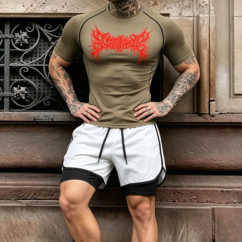 Men Compression Short Sleeve T Shirt Double Layer Shorts With Phone Pocket Towel Loop Quick Dry 2Pcs Red Thorns Dripping Print
Men Compression Short Sleeve T Shirt Double Layer Shorts With Phone Pocket Towel Loop Quick Dry 2Pcs Red Thorns Dripping Print