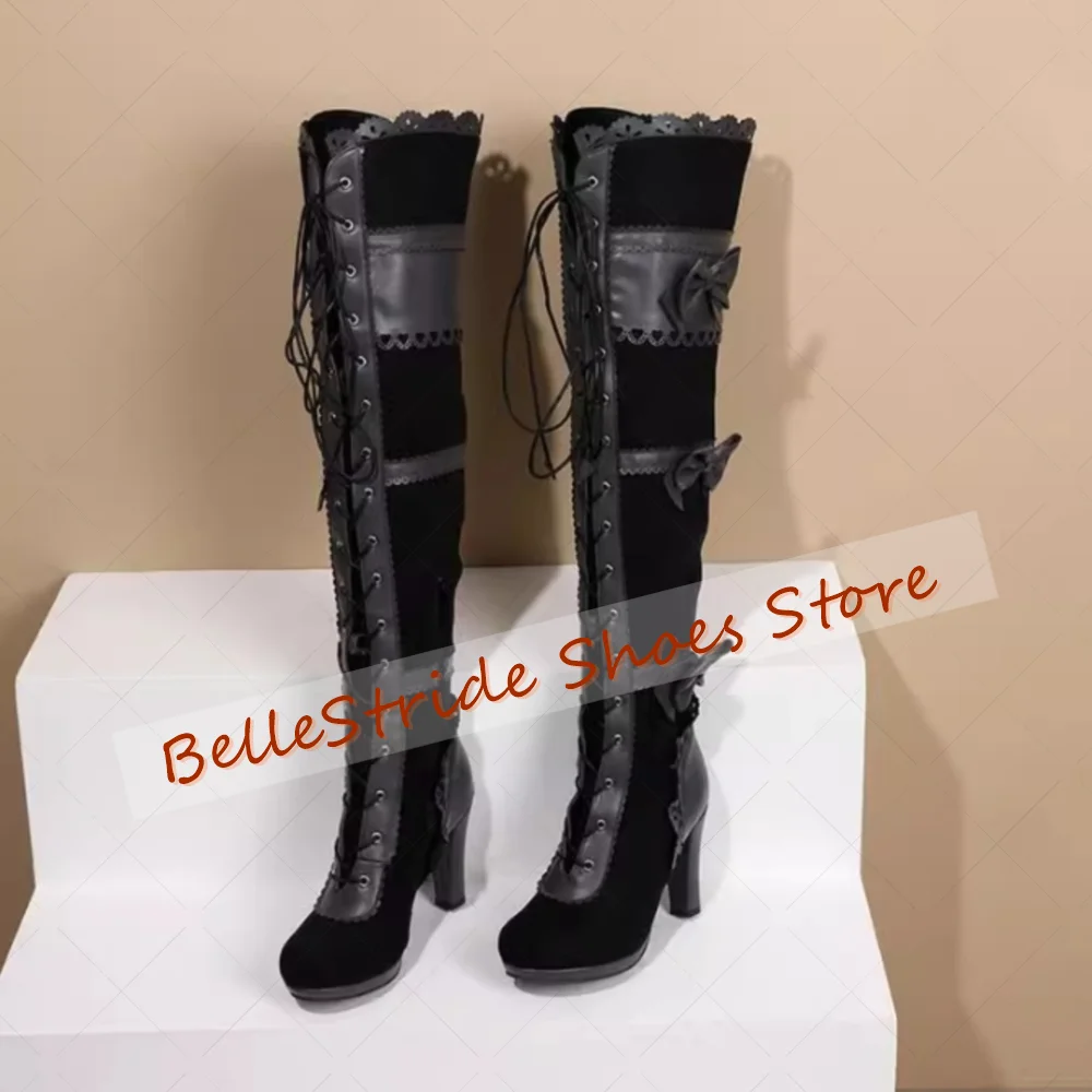 Black Lace up Bow knot Decor Side Zipper Boots Women Shoes Chunky High Heels Party Banquet Dating 2025 Zapatos Para Mujere
Black Lace up Bow knot Decor Side Zipper Boots Women Shoes Chunky High Heels Party Banquet Dating 2025 Zapatos Para Mujere