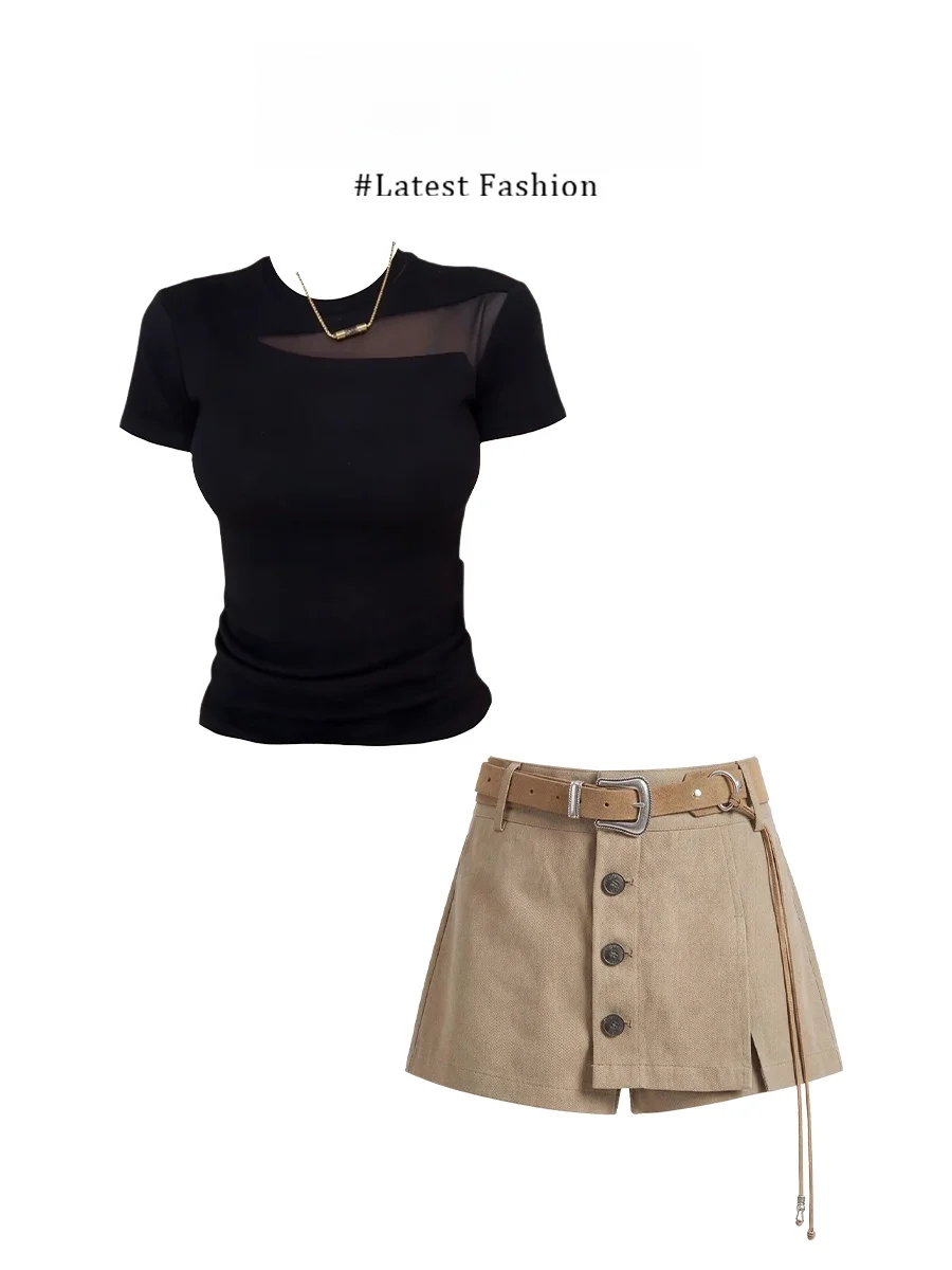 Parkyeon Summer Outing Matching Clothes Short Sleeve T-Shirt High Waist Shorts Set Casual Style Polyester Fiber Quick Dry
Parkyeon Summer Outing Matching Clothes Short Sleeve T-Shirt High Waist Shorts Set Casual Style Polyester Fiber Quick Dry