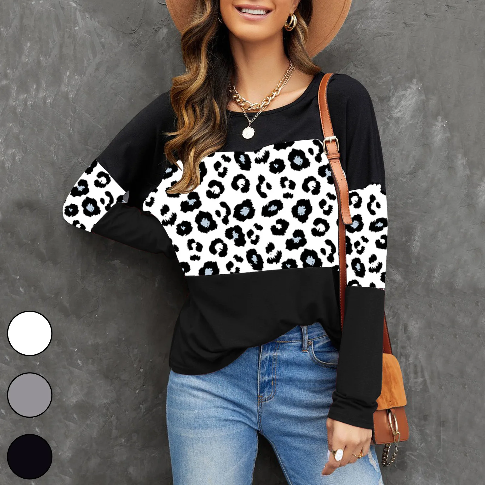 Spring and Autumn New Women's Round Neck Splice Loose Long Sleeve Shirt Fashion Female Casual Commuter Shirts Tops Lady
Spring and Autumn New Women's Round Neck Splice Loose Long Sleeve Shirt Fashion Female Casual Commuter Shirts Tops Lady