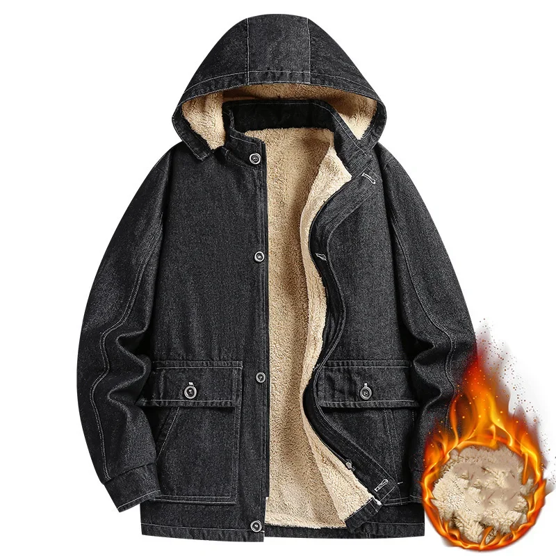 Men Autumn Winter Denim Jacket Vintage Contrast Color Hooded Male Plush Coat Single-breasted Long Sleeve Pocket Man Outerwear
Men Autumn Winter Denim Jacket Vintage Contrast Color Hooded Male Plush Coat Single-breasted Long Sleeve Pocket Man Outerwear