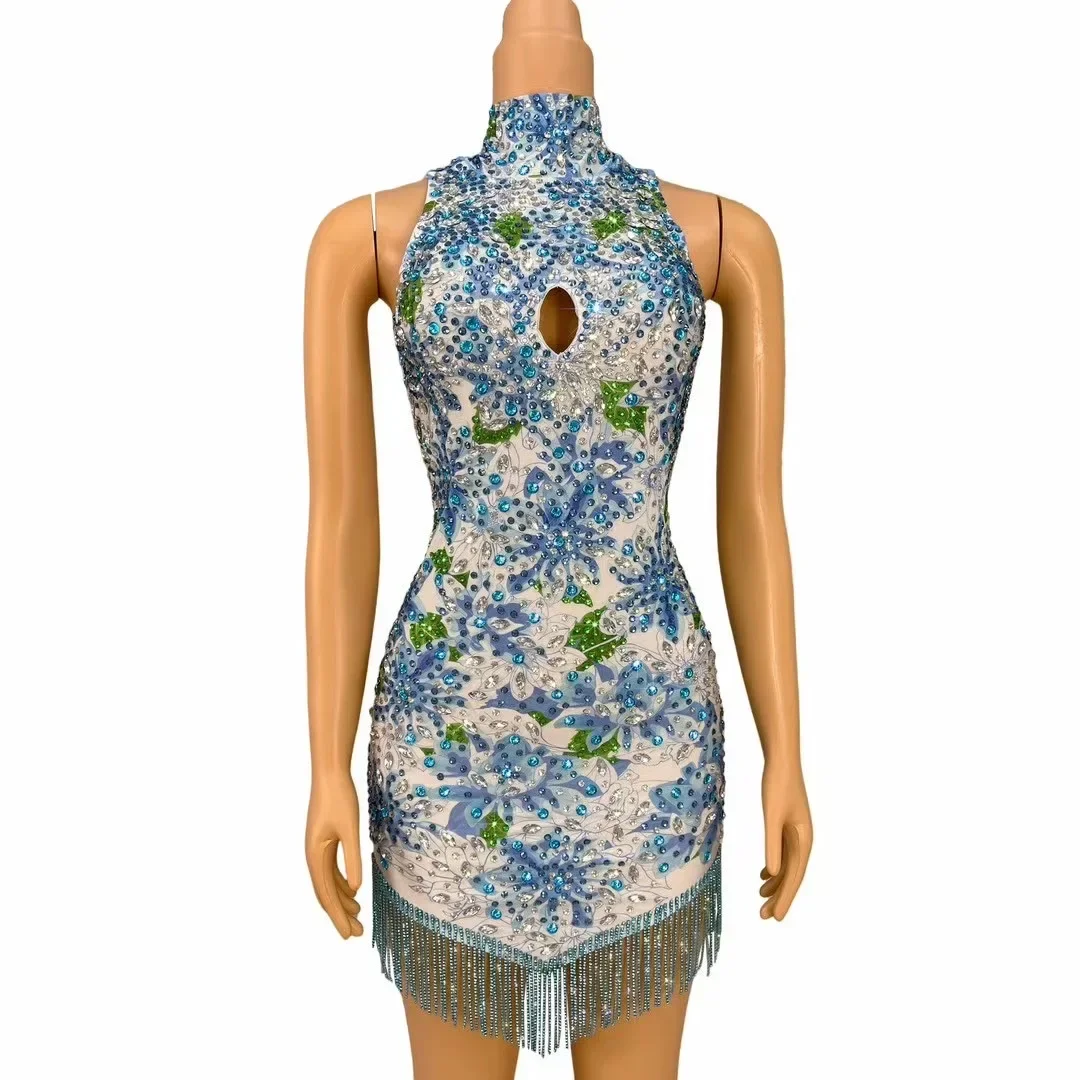 Elegant Classical Style Design Rhinestone Chain Dress Daily Cocktail Party Dress Performance Clothes Blue Lotus
Elegant Classical Style Design Rhinestone Chain Dress Daily Cocktail Party Dress Performance Clothes Blue Lotus