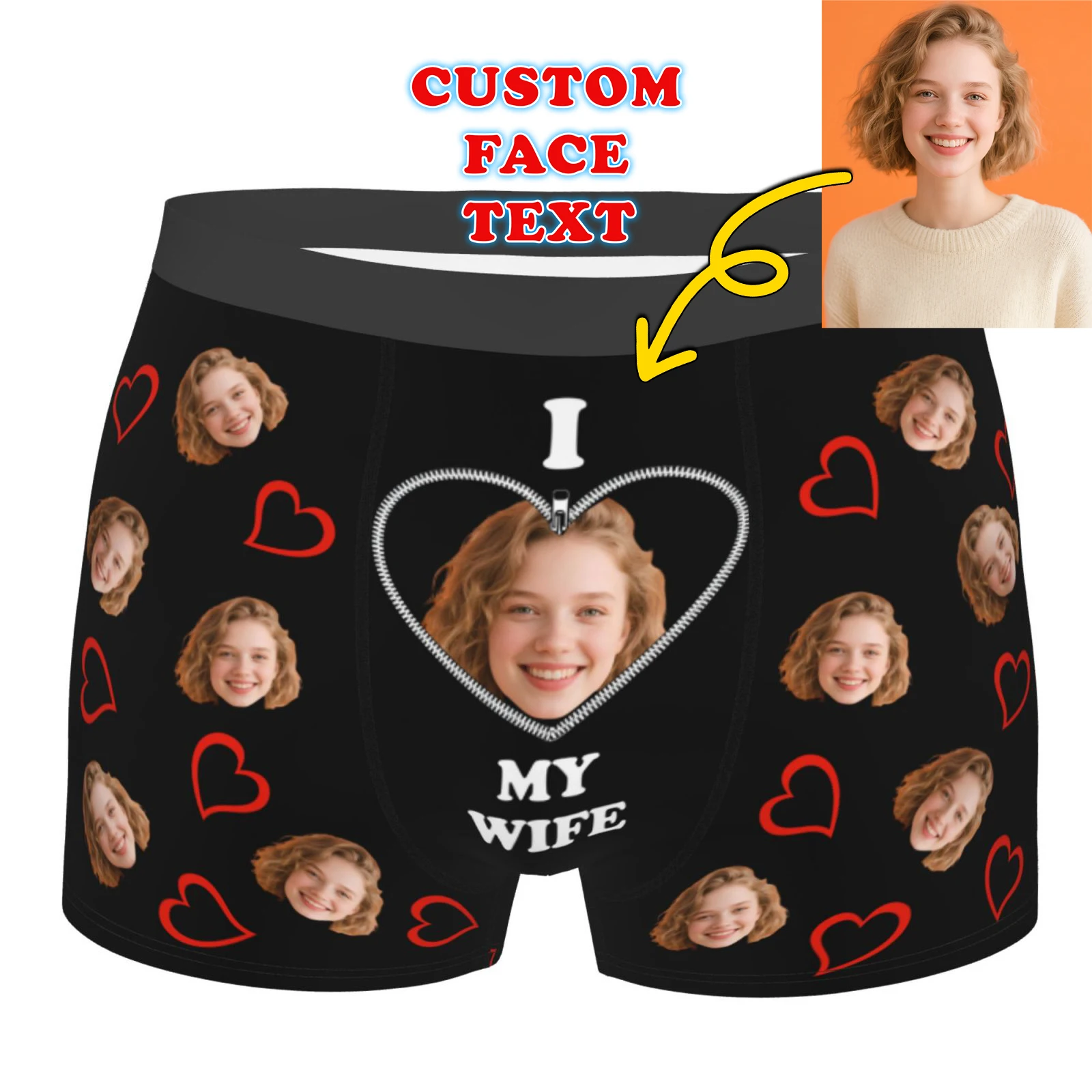 Custom Face Photo Underwear I Love My Wife Boxer Briefs Shorts Panties Soft Personalized Underpants For Husband Valentine's Day
Custom Face Photo Underwear I Love My Wife Boxer Briefs Shorts Panties Soft Personalized Underpants For Husband Valentine's Day