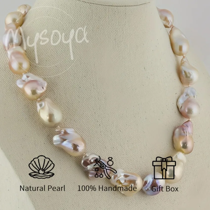 Mysoya Large Colorful Elegant Pink Purple Baroque Pearl Necklace 12-21mm Pearl Gift Box for Him/ Her for Valentine's Day Wedding
Mysoya Large Colorful Elegant Pink Purple Baroque Pearl Necklace 12-21mm Pearl Gift Box for Him/ Her for Valentine's Day Wedding