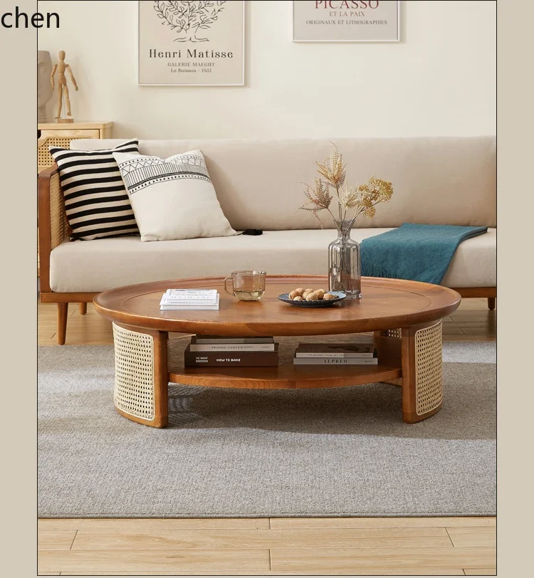 H5.26 solid wood rattan coffee table low table round living room household simple small apartment
H5.26 solid wood rattan coffee table low table round living room household simple small apartment
