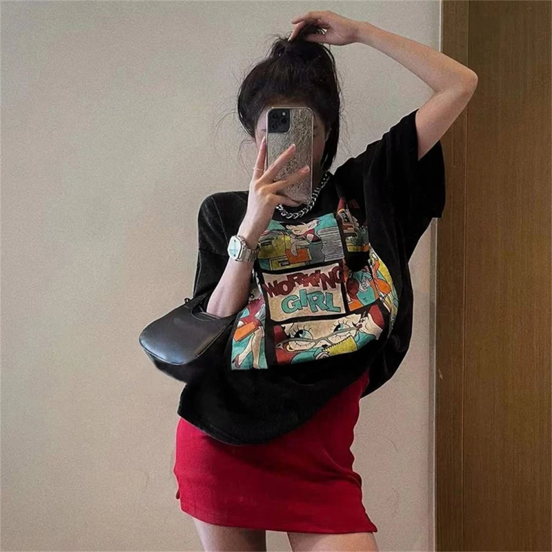 Vintage Loose Youth Print Letter Pullovers Top Summer New Short Sleeve High Street T Shirts Fashion Street Casual Women Clothing
Vintage Loose Youth Print Letter Pullovers Top Summer New Short Sleeve High Street T Shirts Fashion Street Casual Women Clothing