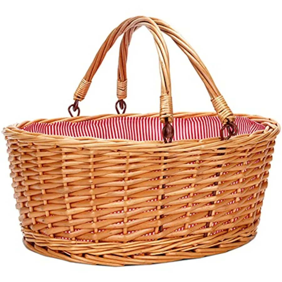 Wicker Picnic Basket with Double Folding Handles, Natural Large Willow Hamper Empty Basket Cheap Easter Eggs Candy Storage Wine
Wicker Picnic Basket with Double Folding Handles, Natural Large Willow Hamper Empty Basket Cheap Easter Eggs Candy Storage Wine