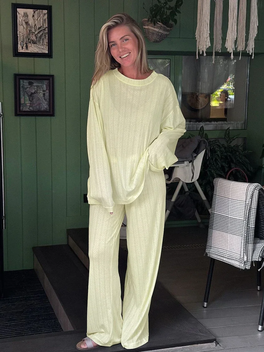 Marthaqiqi Loose Cotton Ladies Sleepwear 2 Piece Suit Long Sleeve Nightgowns O-Neck Nightwear Pants Casual Home Clothes Ladies
Marthaqiqi Loose Cotton Ladies Sleepwear 2 Piece Suit Long Sleeve Nightgowns O-Neck Nightwear Pants Casual Home Clothes Ladies