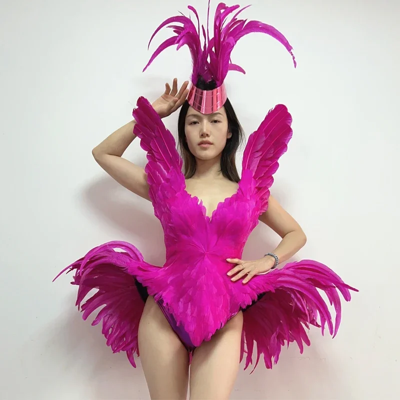 Rose Red Feather Bodysuit Headwear Women Singer Gogo Dance Costume Bar Nightclub Dj Ds Pole Outfit Stage Rave Wear
Rose Red Feather Bodysuit Headwear Women Singer Gogo Dance Costume Bar Nightclub Dj Ds Pole Outfit Stage Rave Wear