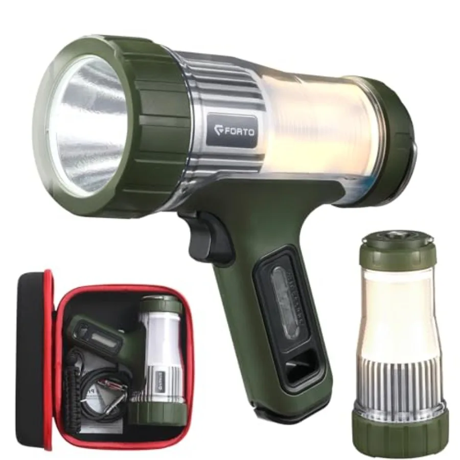 Outdoor searchlight for camping, hiking, boat, emergency: 3000 lumens handheld spotlight, aluminum alloy body, black, 1400 feet
Outdoor searchlight for camping, hiking, boat, emergency: 3000 lumens handheld spotlight, aluminum alloy body, black, 1400 feet