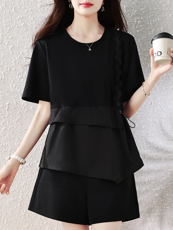 Fashionable Splice Fake Two-Piece T-Shirt Women's Waist-Cinching Slimming Top Age-Defying Summer 2026 Elegant Personality
Fashionable Splice Fake Two-Piece T-Shirt Women's Waist-Cinching Slimming Top Age-Defying Summer 2026 Elegant Personality