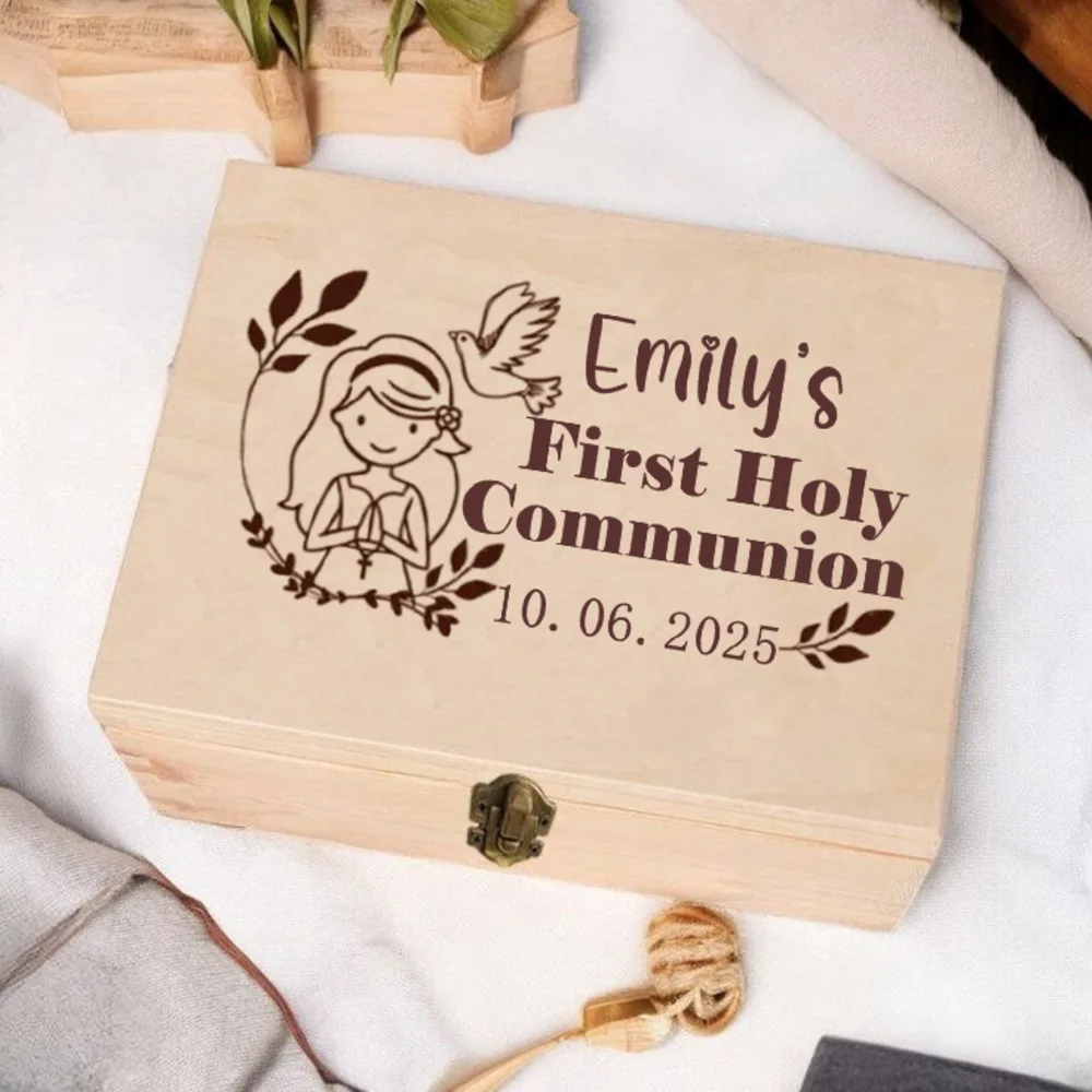 Personalized Baptism Wood Keepsake Box,First Communion,Christening/Religious Gift For Godchild,Grandchild, Godparents Gift boxes
Personalized Baptism Wood Keepsake Box,First Communion,Christening/Religious Gift For Godchild,Grandchild, Godparents Gift boxes