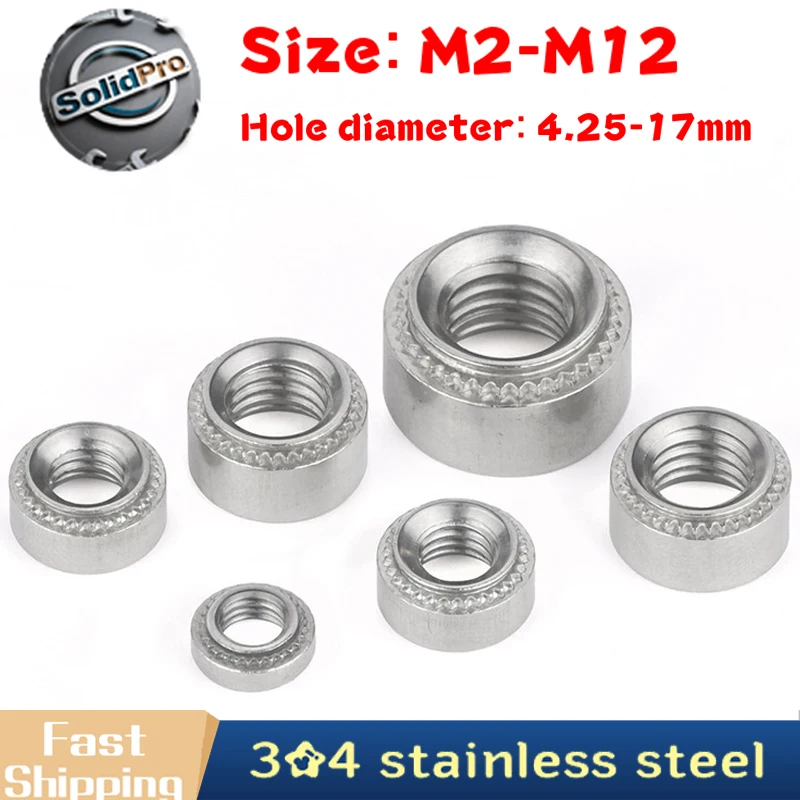 M2-M10 304 Stainless Steel PEM Nuts - Clinching Rivet Nuts for Sheet Metal/Electronics/Auto Anti-Vibration Fastener Kits
M2-M10 304 Stainless Steel PEM Nuts - Clinching Rivet Nuts for Sheet Metal/Electronics/Auto Anti-Vibration Fastener Kits