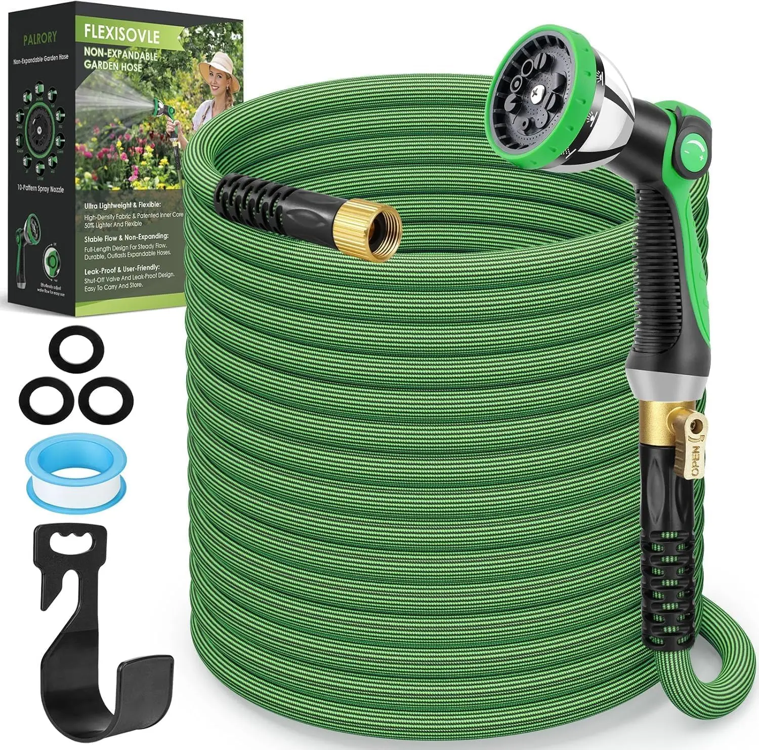 100 ft Ultra Lightweight Garden Hose with 10-Pattern Nozzle, Leak-Proof and Flexible for Yard and Outdoor Use
100 ft Ultra Lightweight Garden Hose with 10-Pattern Nozzle, Leak-Proof and Flexible for Yard and Outdoor Use