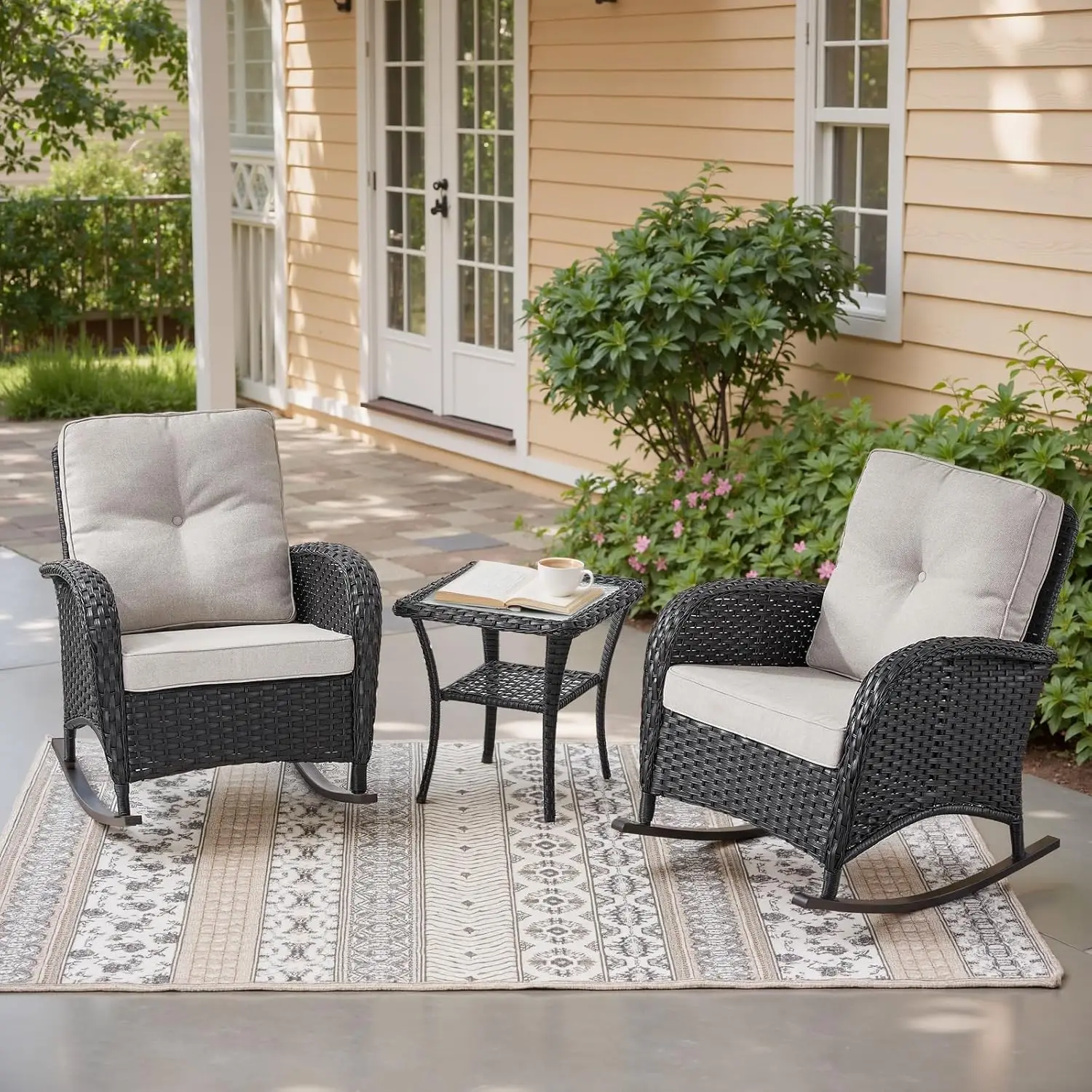 Patio Rocking Chairs Wicker Set - Outdoor Rocking Chairs Set of 2 with Side Table, 3 Piece Patio Rocker Furniture Set
Patio Rocking Chairs Wicker Set - Outdoor Rocking Chairs Set of 2 with Side Table, 3 Piece Patio Rocker Furniture Set