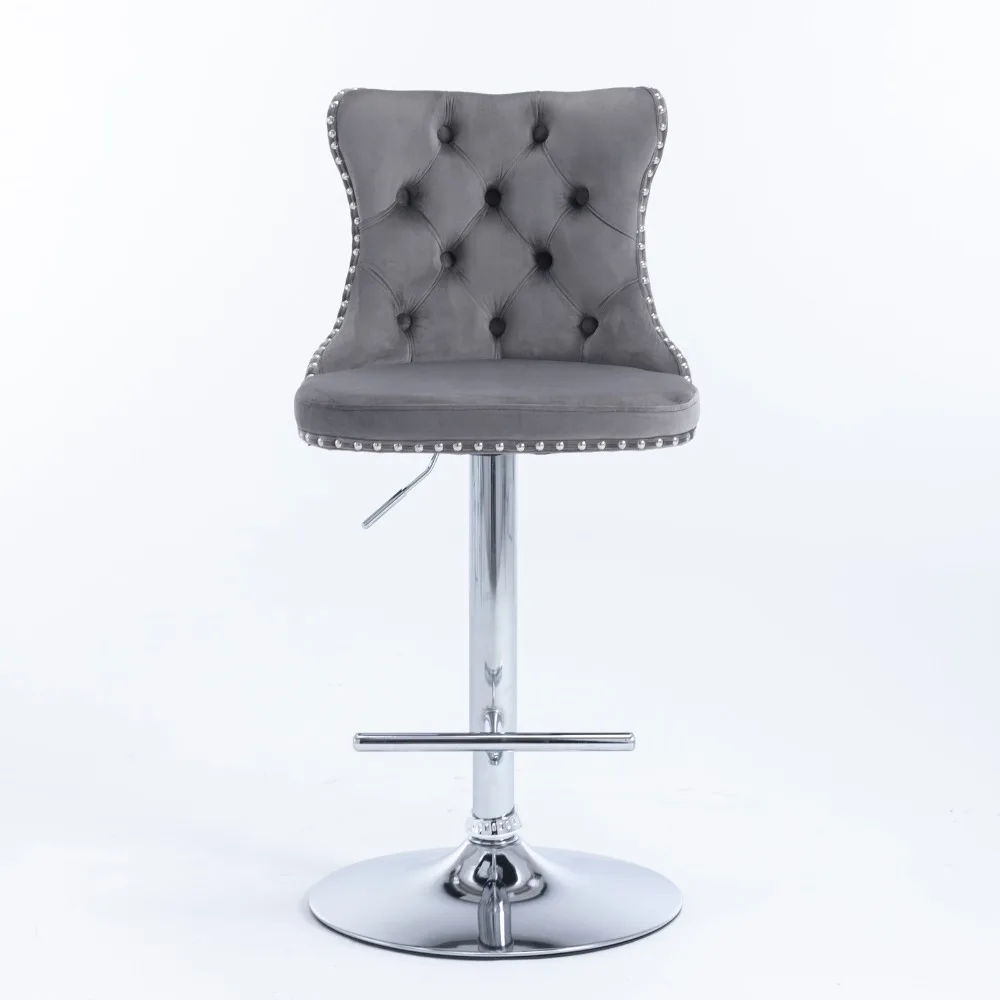 Swivel Velvet Barstools Adjusatble Seat, Modern Upholstered Chrome base Bar Stools with Backs Comfortable Tufted,Set of 2
Swivel Velvet Barstools Adjusatble Seat, Modern Upholstered Chrome base Bar Stools with Backs Comfortable Tufted,Set of 2