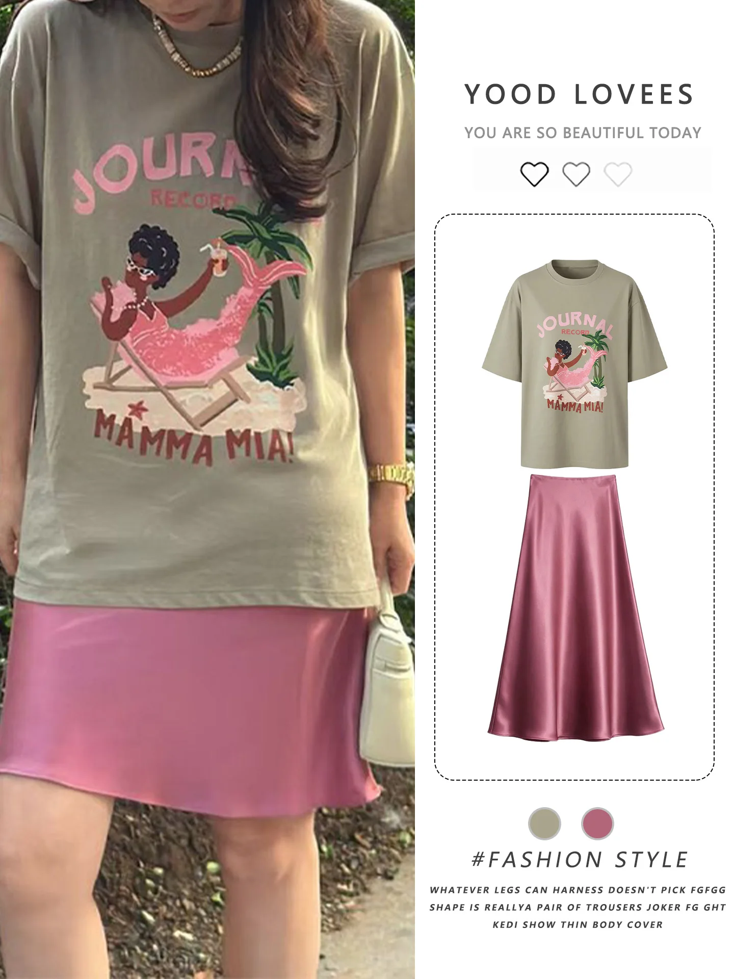 Korean Style Summer New Lazy Fashion Retro Print Short Sleeve T-Shirt Women's Fish Tail Midi Skirt Two-Piece Set Casual Commute
Korean Style Summer New Lazy Fashion Retro Print Short Sleeve T-Shirt Women's Fish Tail Midi Skirt Two-Piece Set Casual Commute