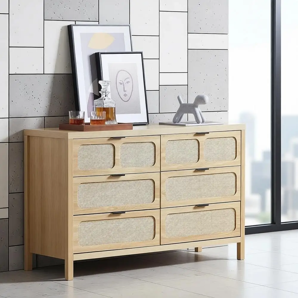 Rattan Bedroom Organizer with Metal Handles - Accent Wood Chest for Entryway, Closet, Living Room, Hallway, and Nursery (Oak)
Rattan Bedroom Organizer with Metal Handles - Accent Wood Chest for Entryway, Closet, Living Room, Hallway, and Nursery (Oak)