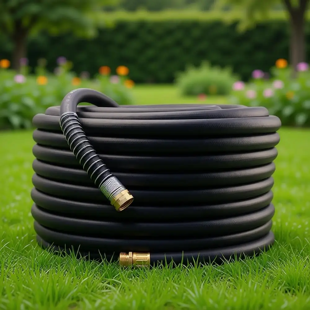 Garden Hose 150T x 3/4", Heavy Duty Rubber Hose, Water Hose with ive Layered Braiding, Male emale ittings, 1000PSI Burst, 300PSI
Garden Hose 150T x 3/4", Heavy Duty Rubber Hose, Water Hose with ive Layered Braiding, Male emale ittings, 1000PSI Burst, 300PSI